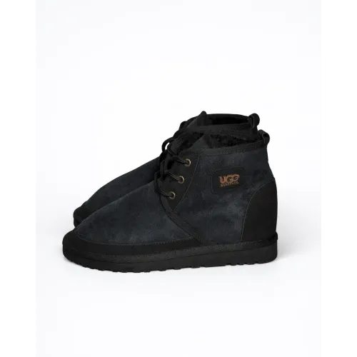 UGG Bağcıklı Süet Tüylü Bot Siyah